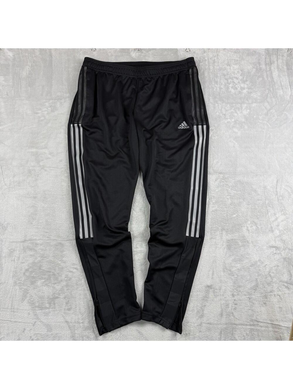 Adidas Tiro Track Pants Men's L Soccer Black Reflective Logo Stripe Zip Ankle